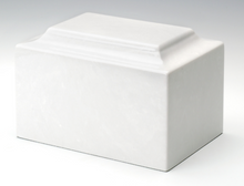 Load image into Gallery viewer, Small/Keepsake Marble White Funeral Cremation Urn, 5 Cubic Inches, TSA Approved