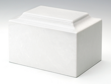Load image into Gallery viewer, Oversize Classic Marble White Adult Cremation Urn, 325 Cubic Inches TSA Approved