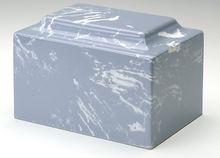 Load image into Gallery viewer, Classic Cultured Marble Blue & White 50 Cubic Inches Cremation Urn, TSA Approved