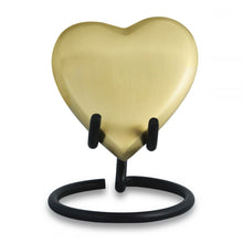Load image into Gallery viewer, Small/Keepsake 3 Cubic Inches Brass Heart on Stand Brass Cremation Urn for Ashes