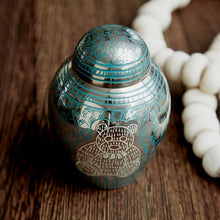 Load image into Gallery viewer, Teddy Bear Blue Petite Cremation Urn, 20 Cubic Inches