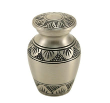Load image into Gallery viewer, New, Brass Set of 6 Athena Pewter Keepsake Cremation Urns, 5 Cubic Ins each