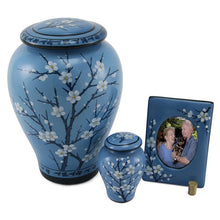 Load image into Gallery viewer, Blue Plum Blossom Ceramic Adult 200 Cubic Inch Funeral Cremation Urn for Ashes