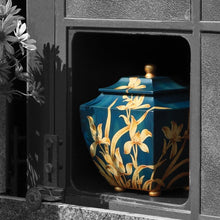 Load image into Gallery viewer, Indigo Orchid Resin Adult 200 Cubic Inch Funeral Cremation Urn for Ashes
