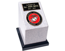 Load image into Gallery viewer, Large 223 Cubic Inch Marine Corps Cultured Granite Cremation Urn for Ashes