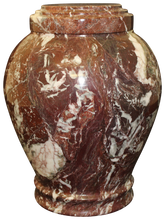 Load image into Gallery viewer, Embrace Red Zebra Marble Adult Funeral Cremation Urn, 220 Cubic Inches