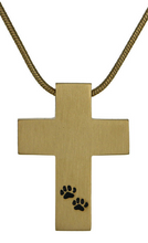 Load image into Gallery viewer, Stainless Steel Bronze Cross with Paws and Chain Funeral Cremation Urn for Ashes
