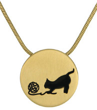 Load image into Gallery viewer, Stainless Steel Bronze Pendant w/Cat, Yarn and Chain Cremation Urn for Ashes