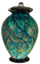 Load image into Gallery viewer, XL/Companion 400 Cubic Inch Venice Aegean Funeral Glass Cremation Urn for Ashes