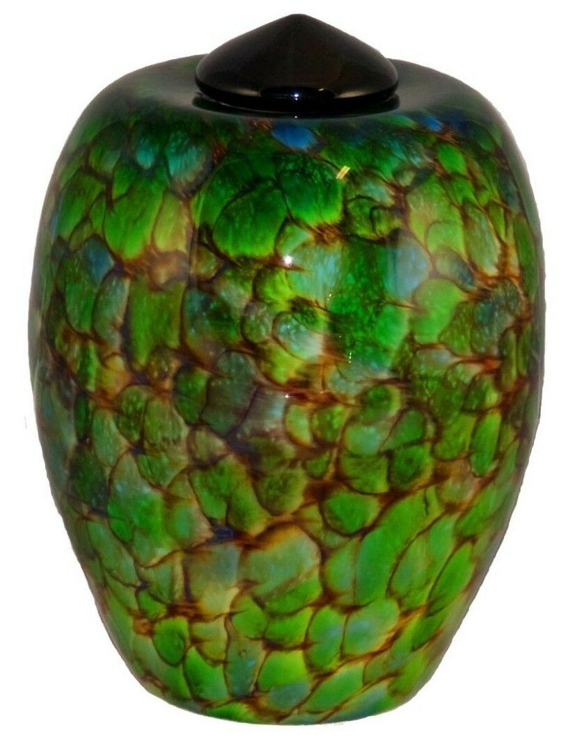 XL/Companion 400 Cubic In Florence Forest Funeral Glass Cremation Urn for Ashes