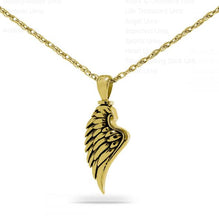 Load image into Gallery viewer, Angel Wing Charm Gold Steel Funeral Cremation Pendant w/Necklace