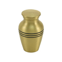 Load image into Gallery viewer, New, Solid Brass Classic Bronze Keepsake Funeral Cremation Urn, 5 Cubic Inches