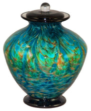 Load image into Gallery viewer, XL/Companion 400 Cubic Inch Milan Aegean Funeral Glass Cremation Urn for Ashes
