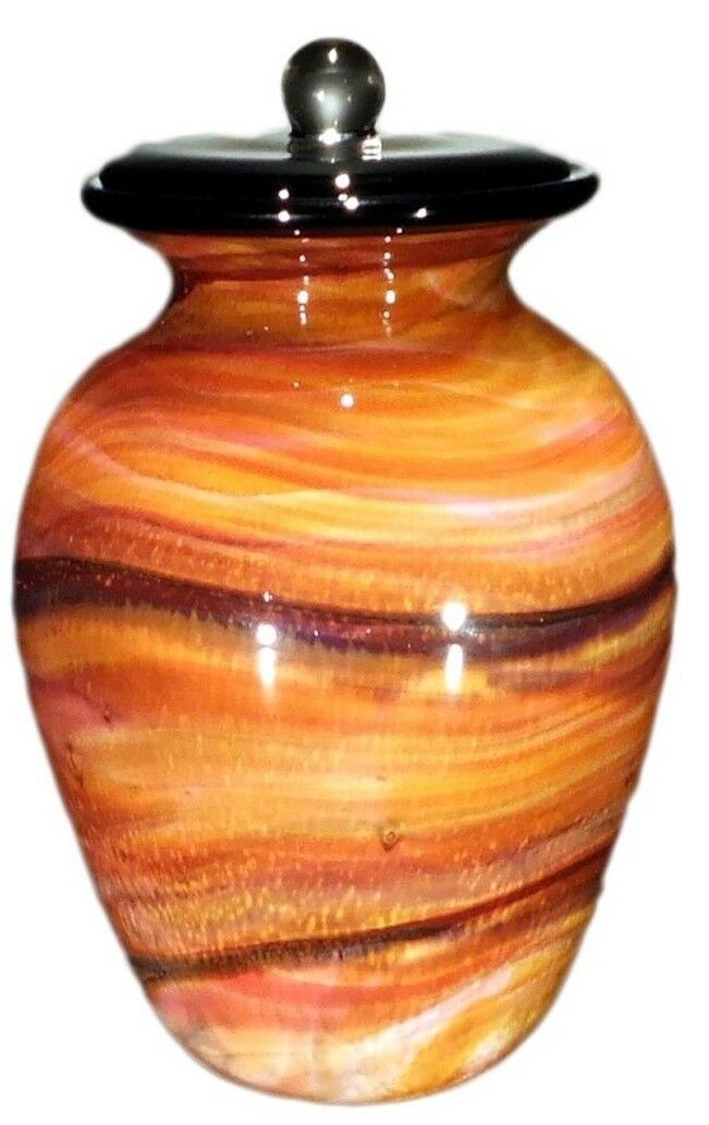 XL/Companion 400 Cubic In Naples Scirocco Funeral Glass Cremation Urn for Ashes