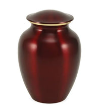 Load image into Gallery viewer, Small/Keepsake Classic Pet Brass Red Funeral Cremation Urn, 85 Cubic Inches