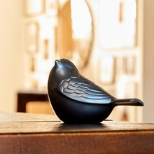 Load image into Gallery viewer, New, Solid Brass Frost Blue Songbird Keepsake Funeral Cremation Urn for ashes