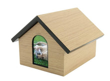 Load image into Gallery viewer, Small 90 Cubic Inch Tan Fiberboard Pet House Funeral Cremation Urn for Ashes