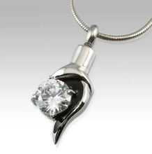 Load image into Gallery viewer, Diamond Accent Stainless Steel Funeral Cremation Urn Pendant w/Chain for Ashes