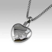 Load image into Gallery viewer, Foot Print Stainless Steel Funeral Cremation Urn Pendant w/Chain for Ashes