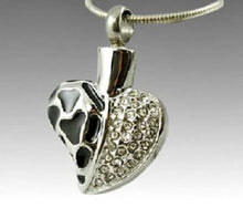 Load image into Gallery viewer, Anamel & Diamond Stainless Steel Funeral Cremation Urn Pendant w/Chain for Ashes