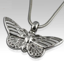 Load image into Gallery viewer, Butterfly Stainless Steel Funeral Cremation Urn Pendant w/Chain for Ashes