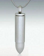 Load image into Gallery viewer, Bullet Stainless Steel Funeral Cremation Urn Pendant w/Chain for Ashes