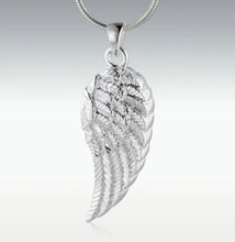 Load image into Gallery viewer, Silver Wings of an Angel Sterling Silver Funeral Cremation Urn Pendant w/Chain