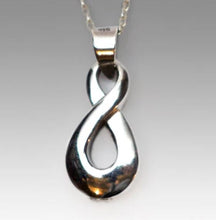 Load image into Gallery viewer, Infinity Sterling Silver Funeral Cremation Urn Pendant w/Chain for Ashes