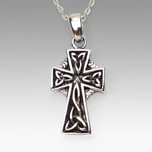 Load image into Gallery viewer, Curvy Cross Sterling Silver Funeral Cremation Urn Pendant w/Chain for Ashes