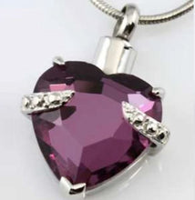 Load image into Gallery viewer, Purple Stone Sterling Silver Funeral Cremation Urn Pendant w/Chain for Ashes