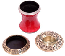 Load image into Gallery viewer, Small/Keepsake 20 Cubic Inch Brass Baroque Red Tealight Cremation Urn
