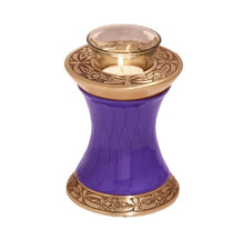 Load image into Gallery viewer, Small/Keepsake 20 Cubic Inch Brass Baroque Purple Tealight Cremation Urn