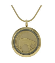 Load image into Gallery viewer, Stainless Steel Round Bronze Cat Silhouette Pendant Cremation Urn for Ashes