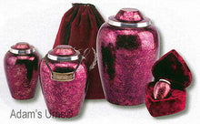 Load image into Gallery viewer, Burgundy Plum Alloy 3" Size Funeral Cremation Urn Keepsake with Velvet Heart Box