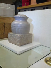 Load image into Gallery viewer, White Colored, Adult Funeral Cremation Urn made out of a block of Solid Marble