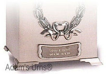 Load image into Gallery viewer, Personalized Brushed Pewter Name-Plate Medallion for Cube &amp; Box Cremation Urns
