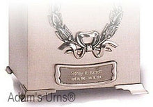 Load image into Gallery viewer, Personalized Brushed Pewter Name-Plate Medallion for Cube & Box Cremation Urns