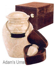 Load image into Gallery viewer, Cream Color, Child/Pet Funeral Cremation Urn made out of a block of Solid Marble