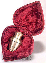 Load image into Gallery viewer, New, Solid Brass Keepsake Funeral Cremation Urn & Heart Box, 3 Cubic Inches