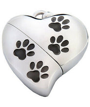 Load image into Gallery viewer, Heart Shaped w. Paw Design, USB Pet Brass Funeral Cremation Urn Pendant Necklace
