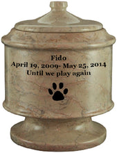 Load image into Gallery viewer, Large 145 Cubic Inch Brown Lasting Tribute Cameo Marble Pet Cremation Urn