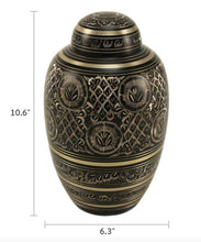 Load image into Gallery viewer, Solid Brass Brilliance Adult Funeral Cremation Urn For Ashes 210 Cubic Inches