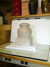 Load image into Gallery viewer, Cream Color, Child/Pet Funeral Cremation Urn made out of a block of Solid Marble