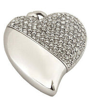 Load image into Gallery viewer, Heart Shaped w. Crystal Design, USB Brass Funeral Cremation Urn Pendant Necklace
