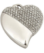 Load image into Gallery viewer, Heart Shaped w. Crystal Design, USB Brass Funeral Cremation Urn Pendant Necklace