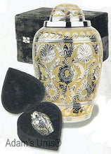 Load image into Gallery viewer, Solid Brass - Silver and Gold Colored Keepsake Cremation Urn w. Velvet Heart Box