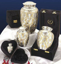 Load image into Gallery viewer, Large/Adult 202 Cub. In. Brass Gold/Silver Color Funeral Cremation Urn For Ashes