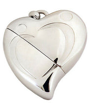 Load image into Gallery viewer, Heart Shaped w. Silver Design, USB Brass Funeral Cremation Urn Pendant Necklace