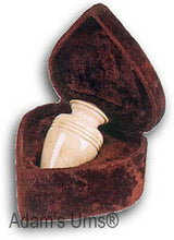 Load image into Gallery viewer, Small/Keepsake Cream Color Solid Marble Funeral Cremation Urn W Velvet Heart Box
