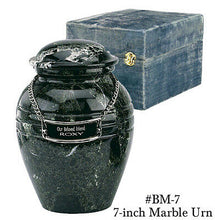Load image into Gallery viewer, Black Natural Solid Marble Infant/Child/Pet Size Funeral Cremation Urn With Box